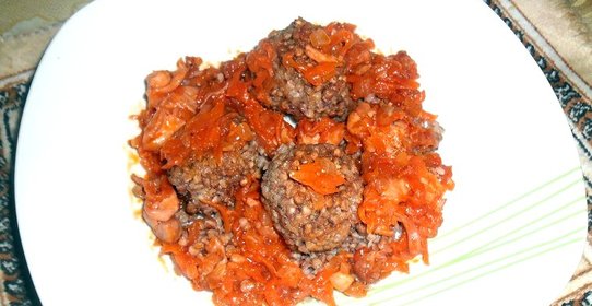 Обжаренная гречка с мясом