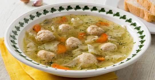 Щи с куриными фрикадельками