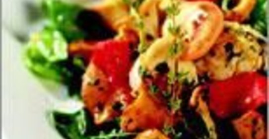 Морской гребешок с лисичками