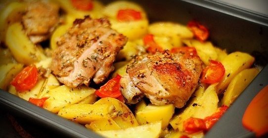 Маринованная в кефире курица с картофелем