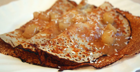 Рисовые блинчики с грушевым соусом