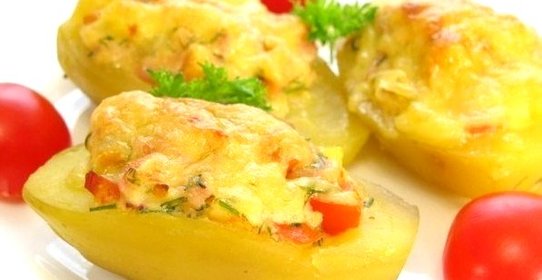 Фаршированный картофель c копченым мясом