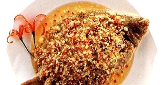 Камбала с грибами и апельсиновым соком