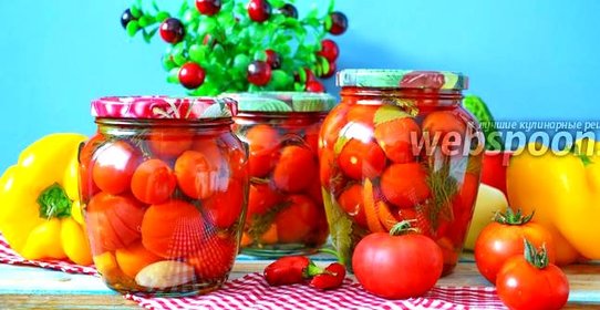 Маринованные помидоры черри с болгарским перцем и ботвой на зиму