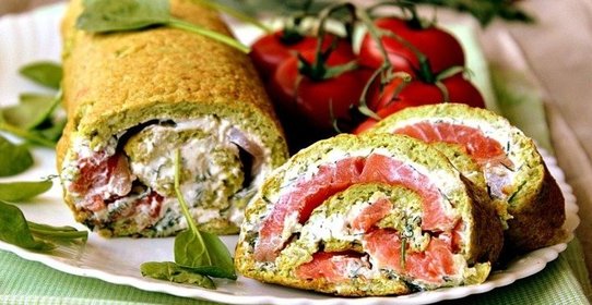 Рулет из брокколи с форелью