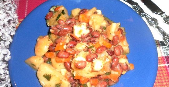 Овощное рагу с копченым сыром