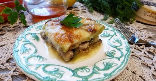 Лазанья из кабачков и баклажанов