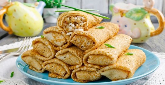 Блинчики с рисом и мясом