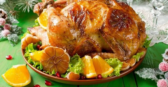 Курица, фаршированная апельсинами