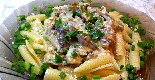 Паста с вешенками в сливочном соусе