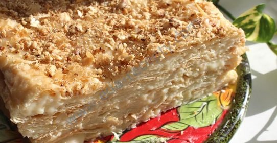 Торт наполеон из слоеного теста