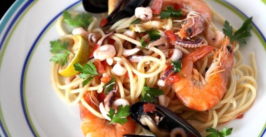 Спагетти с морепродуктами