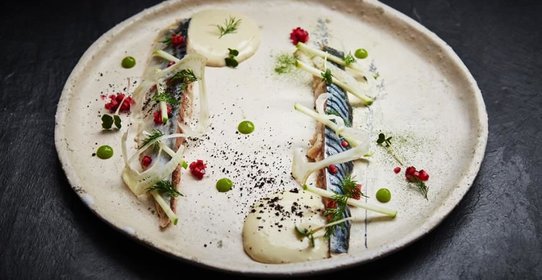 Маринованная скумбрия, картофель, фенхель