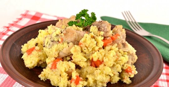 Каша пшенная с куриными крылышками в мультиварке