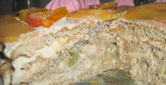 Быстрый торт творожно-фруктовый