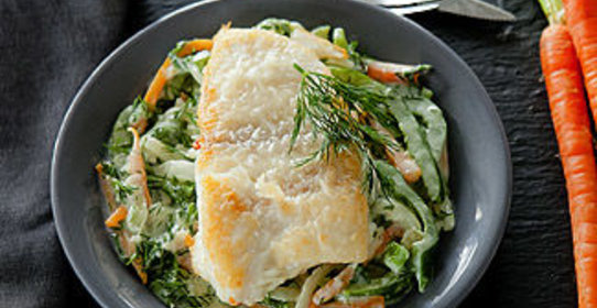 Треска с укропным рагу в мультиварке