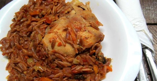 Паста Орзо с куриными бедрышками