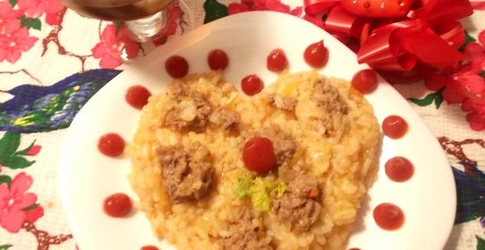 Рисовая каша с куриным фаршем