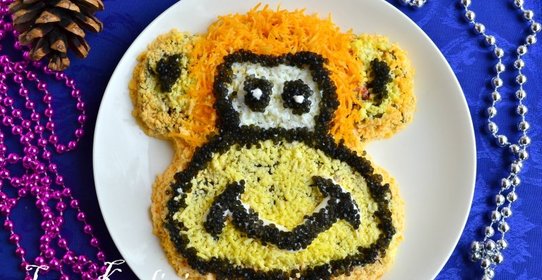 Салат Обезьяна с картофелем и морской капустой