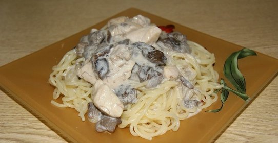 Курица с грибами в сливочном соусе