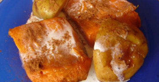 Тыква и яблоки в сливочном соусе