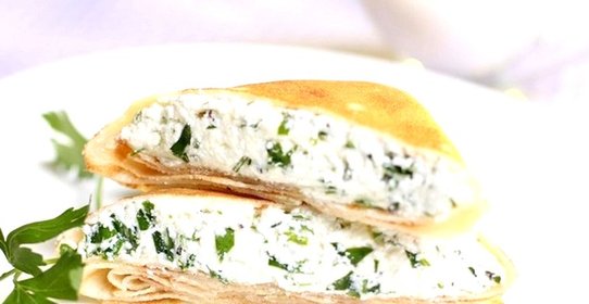 Блинчики с творогом и зеленью