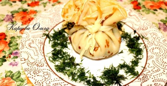 Блин-жульен с курицей и лесными грибами