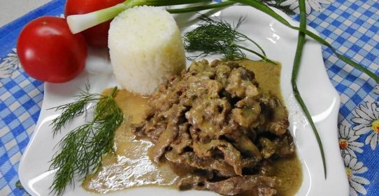 Бефстроганов из говядины в мультиварке