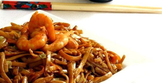 Лапша с креветками