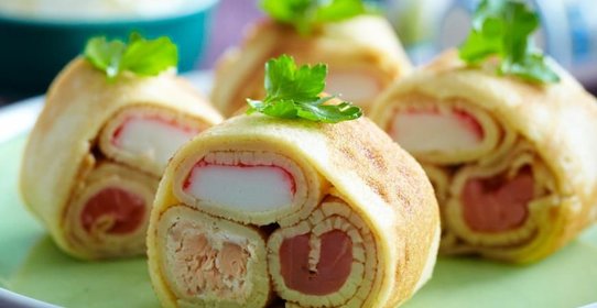 Блинные трубочки с тремя начинками