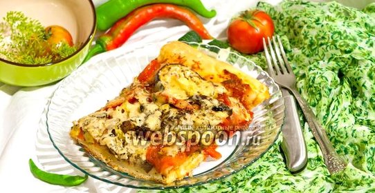 Пицца с баклажанами и грибами