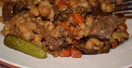 Каша перловая с говядиной