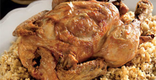 Запеченная курица и пилаф из булгура