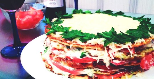 Кабачковый торт с помидорами