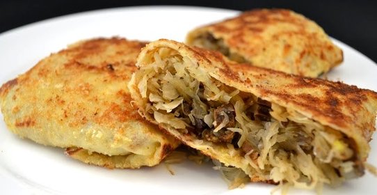 Блинчики с капустой и грибами