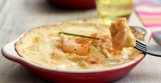 Гратен из креветок и сыра