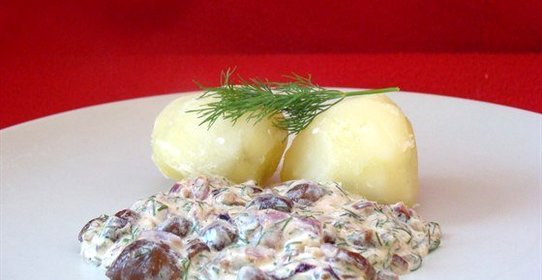 Опята в сметане с зеленью