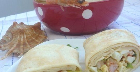 Блины с креветками