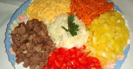 Салат Калейдоскоп с корейской морковью