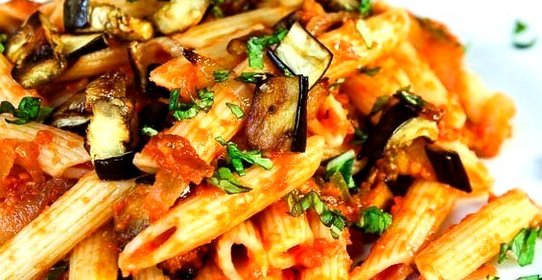 Паста с баклажанами и грибами