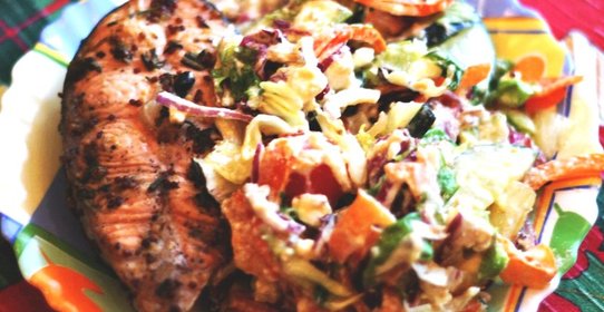 Стейк семги с лаймом и травами