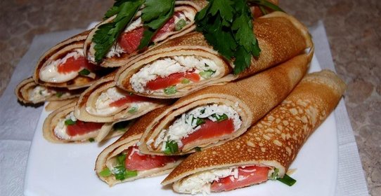 Блины с семгой и сыром