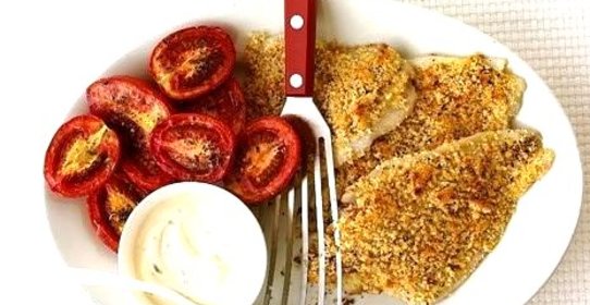 Запеченная камбала с помидорами