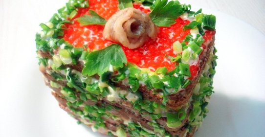 Закусочный торт селёдочно-икорный