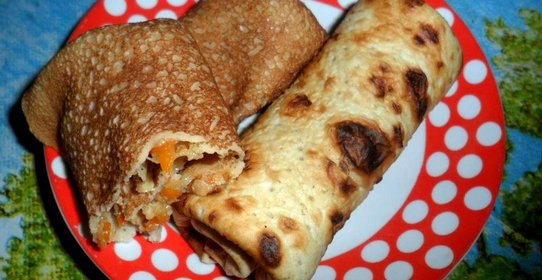 Блинчики с мясным фаршем и овощами