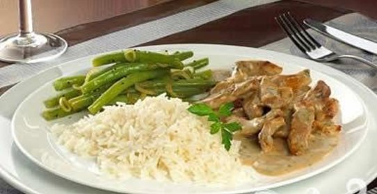 Телятина с рисом и фасолью