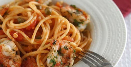 Спагетти с креветками