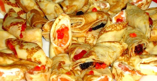 Блины с семгой и икрой