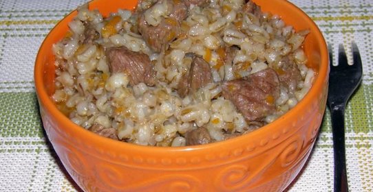 Перловая каша с мясом в мультиварке