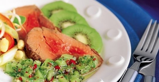 Свинина с киви и белым вином